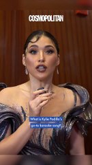 Item title - Thumbnail: #KyliePadilla’s go-to karaoke song was a surprise, but we think its supernatural title *technically* fits her alien realness aesthetic. #GMAGala2023 #CosmoAtGMAGala2023 #SummitAtGMAGala2023. Duration: 00:21