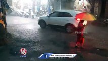 Huge Water Logged On Road Due To Massive Rains _ Hyderabad _ V6 News