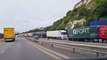 A busy weekend at the port saw lorries queuing in Dover