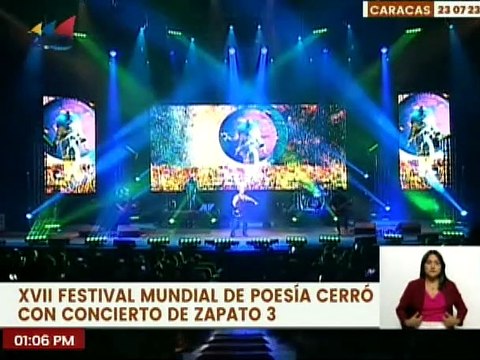 Concierto de Zapato 3 formó parte del cierre del XVII Festival Mundial de Poesía de Venezuela 2023