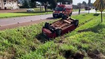 Carro capota e mulher fica ferida em acidente na BR-467 em Cascavel Acidente aconteceu perto do Distrito de Sede Alvorada