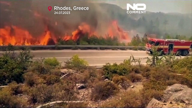 Watch: Aerial shots of devastation from wildfires on Greek island of Rhodes