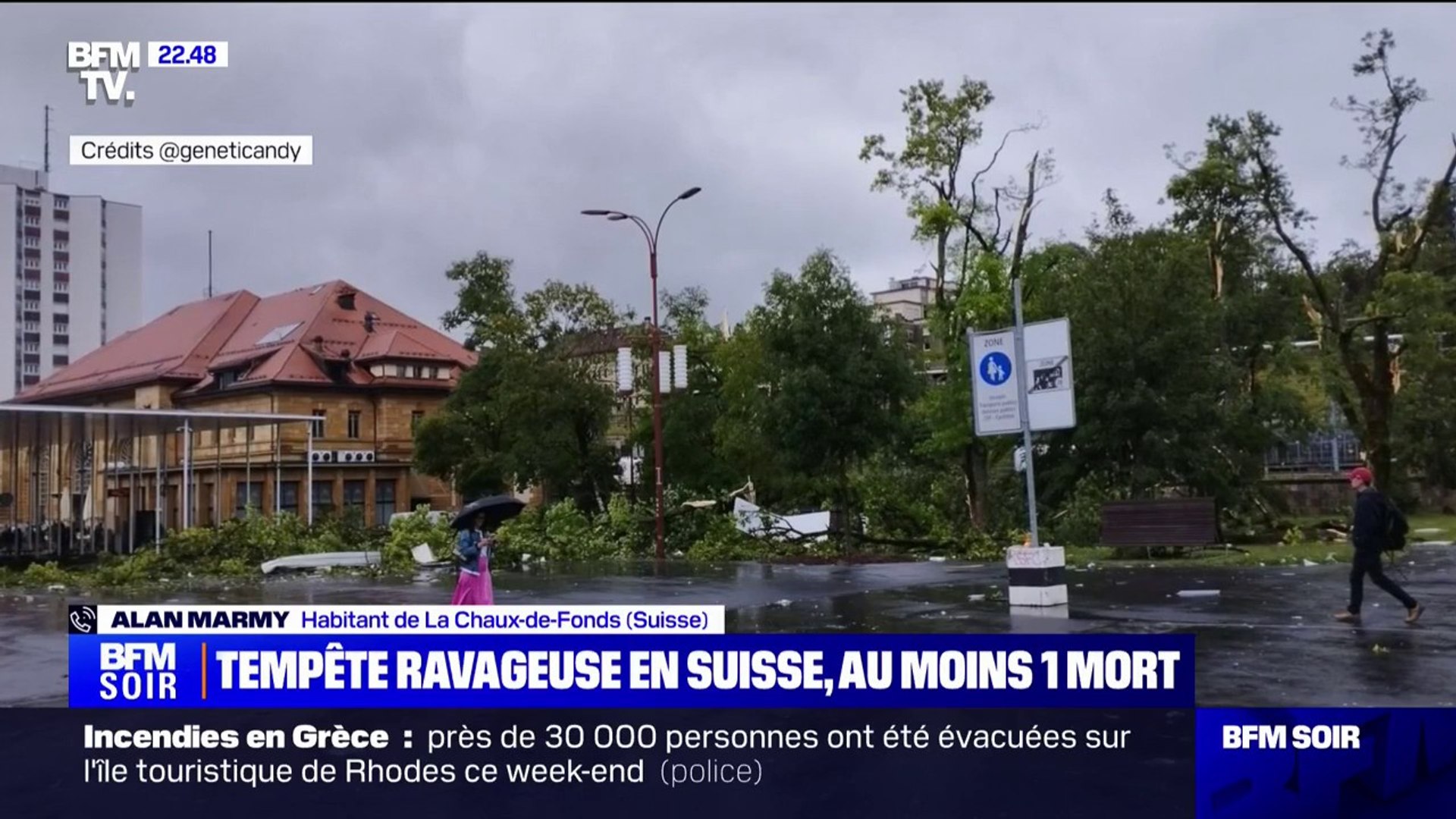 C'était le chaos dehors, tout volait dans tous les sens": le témoignage  d'un habitant de la commune de La-Chaux-de-Fonds (Suisse) touchée par une  violente tempête - Vidéo Dailymotion