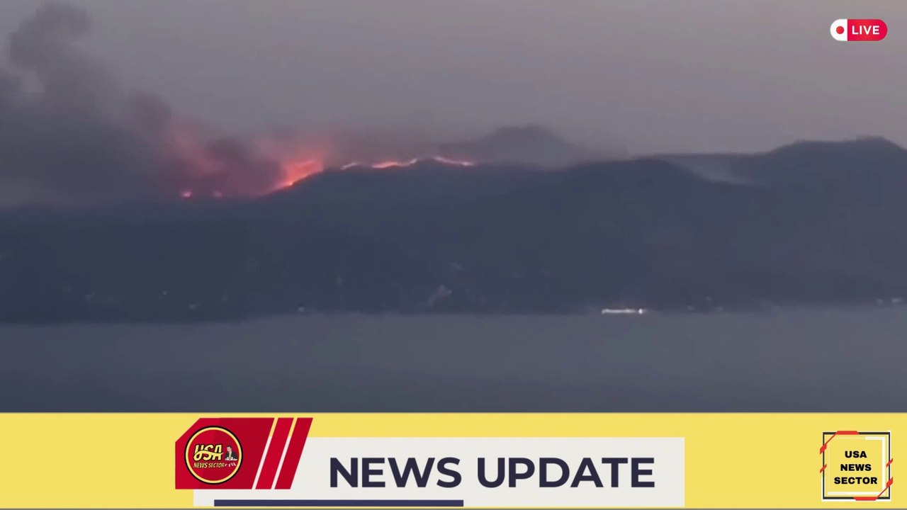 Wildfire on Greek island of Corfu visible from Albania