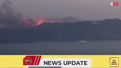 Wildfire on Greek island of Corfu visible from Albania