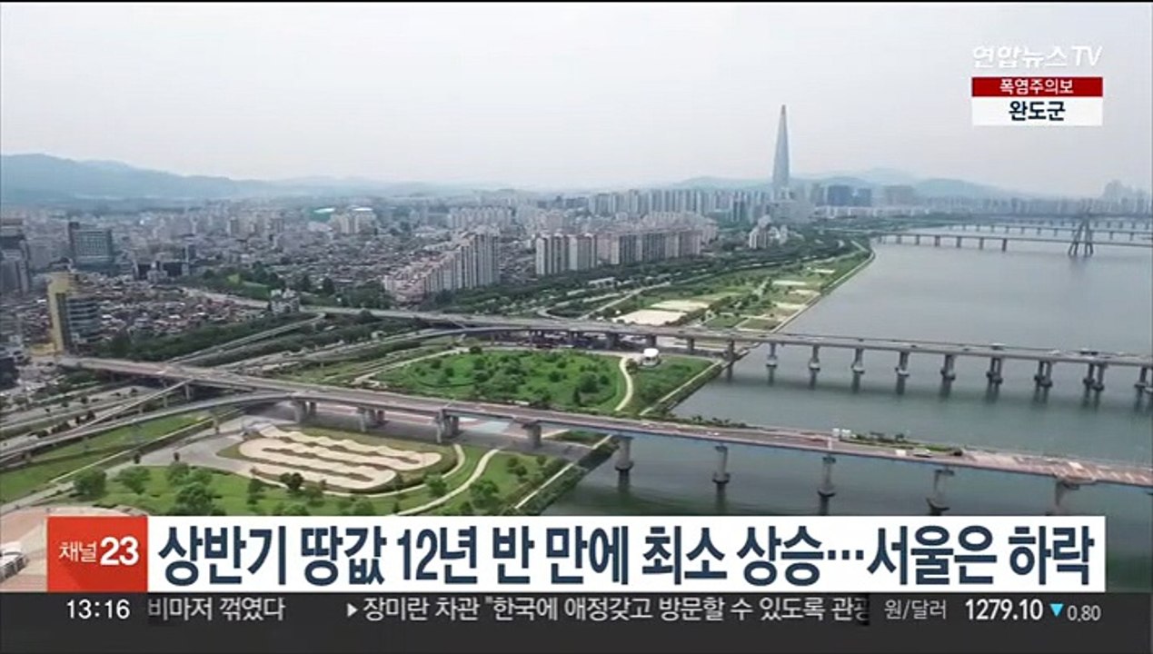 상반기 땅값 12년 반 만에 최소 상승…서울은 하락