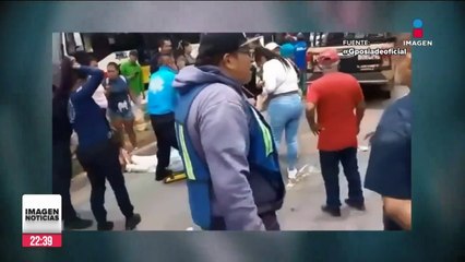 Golpean a policías de tránsito que atropellaron a mujer en Ecatepec