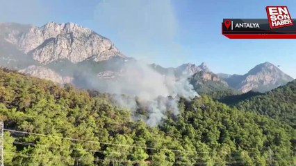 Kemer'de çıkan orman yangınına müdahale ediliyor