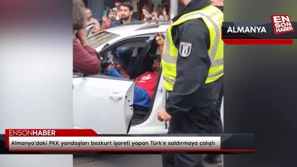 Almanya'daki PKK yandaşları bozkurt işareti yapan Türk'e saldırmaya çalıştı