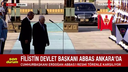 Cumhurbaşkanı Erdoğan Filistin Devlet Başkanı Abbas'ı resmi törenle karşıladı