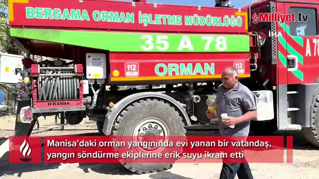 Evi yanan vatandaş yangın söndürme ekiplerine erik suyu ikram etti