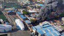 Incendio in Darsena a Viareggio, l'impressionante video dall'alto della colonna di fumo