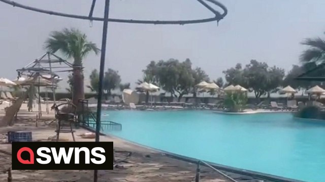 Shocking video shows luxury hotel before and after devastating Greek wildfires