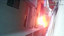 Le moment de l'incendie, qui a réduit en cendres 2 immeubles de 6 étages à Arnavutköy, est filmé