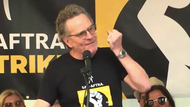 Bryan Cranston joins striking actors and writers at New York protest