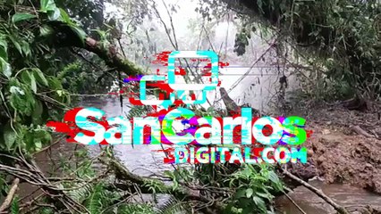 Así se veía el “tapón de material” en la parte alta del río Aguas Zarcas hace 5 días
