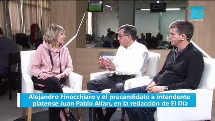 Alejandro Finocchiaro y el precandidato a intendente platense Juan Pablo Allan, en la redacción de El Día