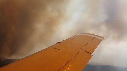 View from Turkish firefighting aircraft shows devastation on Rhodes