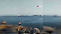 Bostancı sahilinde yüzen yunuslar kamerada