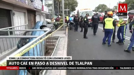 Accidente en Tlalpan; automovilista cae en paso a desnivel