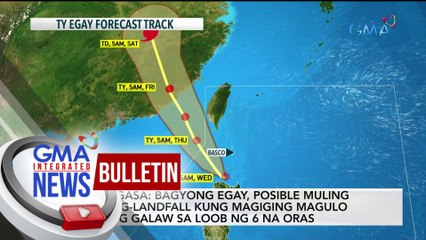 Скачать видео: PAGASA: Bagyong Egay, posible muling mag-landfall kung magiging magulo ang galaw sa loob ng 6 na oras | GMA Integrated News Bulletin