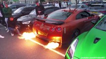 CRAZY UK Night Meet - CRASH, BIG Flames, Burnouts, ...