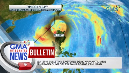 Tải video: PAGASA(2PM Bulletin): Bagyong Egay, napanatili ang lakas habang gumagalaw pa-hilagang kanluran | GMA Integrated News Bulletin