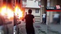 Arnavutköy’de 2 binayı küle çeviren yangının çıkış anı kamerada