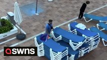 Holidaymakers spotted laying out sunbeds at 6.30am - three-and-a-half hours before pool opens