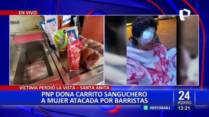 Santa Anita: PNP dona carrito sanguchero a mujer que fue atacada por barristas
