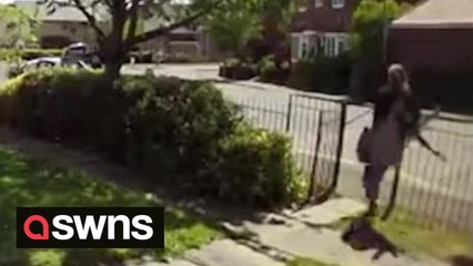 Moment woman steals birdhouse from homeowner's garden in bizarre theft