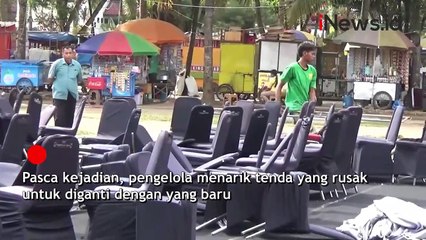 Angin Puting Beliung Terjang Alun-Alun Jember, Puluhan Tenda Roboh