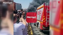 Ümraniye Dudullu'da İETT otobüsü alev alev yandı