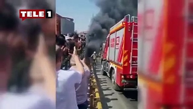 İETT otobüsü alt geçitte alev alev yandı