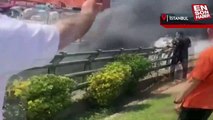 Ümraniye’de İETT otobüsü alev alev yandı