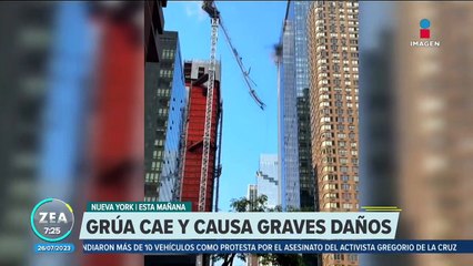 Grúa colapsa y provoca un incendio en Nueva York