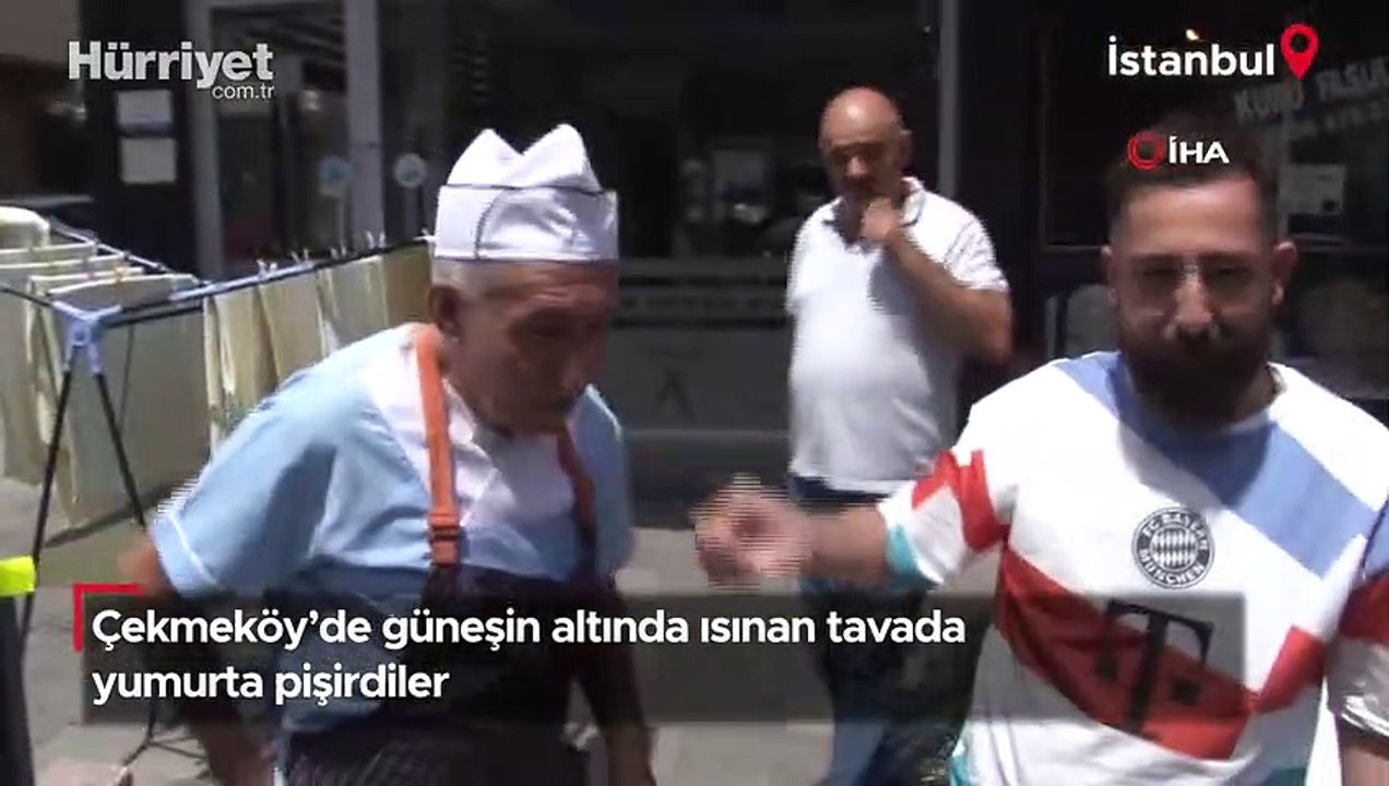 Çekmeköy’de güneşin altında ısınan tavada yumurta pişirdiler