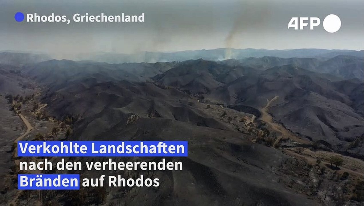 Verkohlte Landschaften nach Bränden auf Rhodos