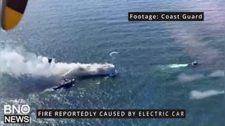 Cargo ship on fire off Dutch coast after electric car explodes
