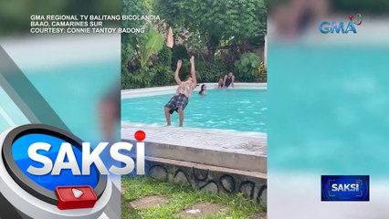 75-anyos na lolang nagba-backflip sa swimming pool, kinagigiliwan online | Saksi