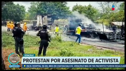 Queman vehículos en Tantoyuca por el asesinato del activista Gregorio de la Cruz
