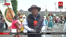 Danzantes conmemoran el 698 aniversario de Tenochtitlán en el Zócalo de la CdMx