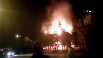 Ankara'da patlama sonrası alevler geceyi aydınlattı