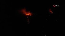 Çanakkale'de gece başlayan orman yangını havadan görüntülendi