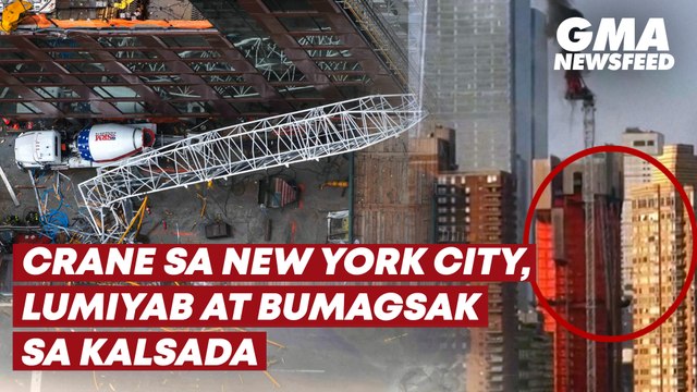Crane sa New York City, lumiyab at bumagsak sa kalsada! | GMA News Feed