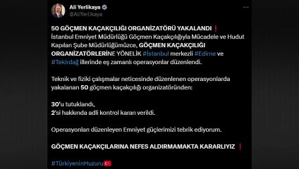 Son Dakika: İstanbul, Tekirdağ ve Edirne'de 50 göçmen kaçakçılığı organizatörü yakalandı
