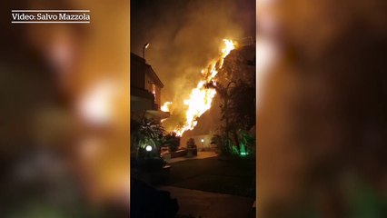 Fire rages in Palermo, Sicily, as locals film destruction