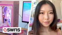 Woman spends over £2,000 building pink custom Barbie-themed computer with iconic doll inside