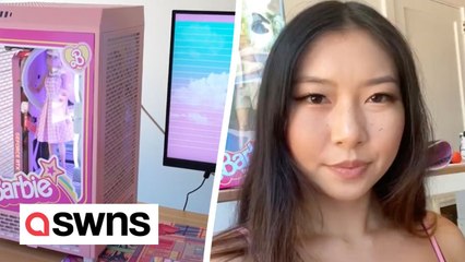 Woman spends over £2,000 building pink custom Barbie-themed computer with iconic doll inside