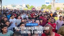 Milhares de palestinianos em raro protesto contra o Hamas na Faixa de Gaza